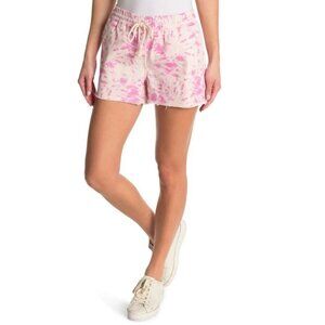 NEW Nordstrom Abound Pink Tie Dye Short Size XL Cotton Tie Waist High Rise Retro